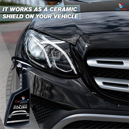 Image of CAR SAAZ All in One Car & Bike Polish 380ml | Multipurpose Polish for Interior, Exterior, Plastic, Leather, Dashboard & All Surfaces | Instant Shine & Long-Lasting Protection