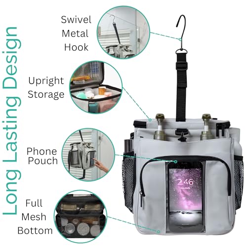 Portable-Shower-Caddy-Bag-Large-Capacity-Quick-Dry-with-Metal-Hook-Hanging-Shower-Bag-Breathable-Mesh-Toiletry-Shower-Tote-for-Gym-and-College-Dorm-Grey-Extra-Large