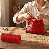 Braided Hemp Rope Craft Spool for DIY Projects Hangers Jewelry Wrap Home Decor Bundle for Mom Wife Designer 1 Pcs(Red)