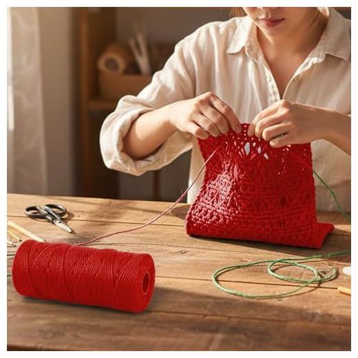 Braided Hemp Rope Craft Spool for DIY Projects Hangers Jewelry Wrap Home Decor Bundle for Mom Wife Designer 1 Pcs(Red)