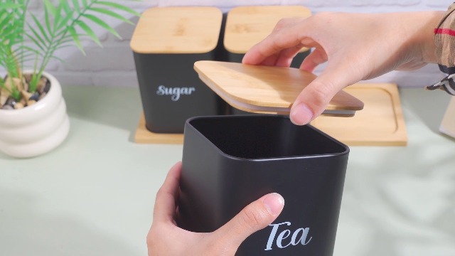 Tioncy Kitchen Canisters For Countertop Set Of 3 Metal Canisters Sets