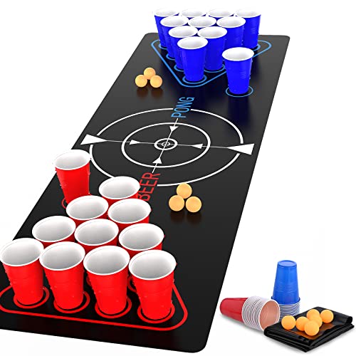 Faburo Beer Kit, Jeu à Boire, Pack Complet, Tapis de Jeu Beer-Pong, 22 Tasses, 6 Billes, pour...