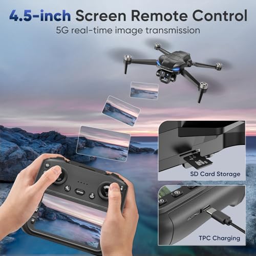 GPS Drone with 4k camera for adults, 4.5’’ LCD Screen Controller, Brushless Motor, 60-Min Flight Time with 2 Batteries, SD Card Included, 5G FPV Quadcopter with Smart Return, Great Gift for Beginners - Image 4