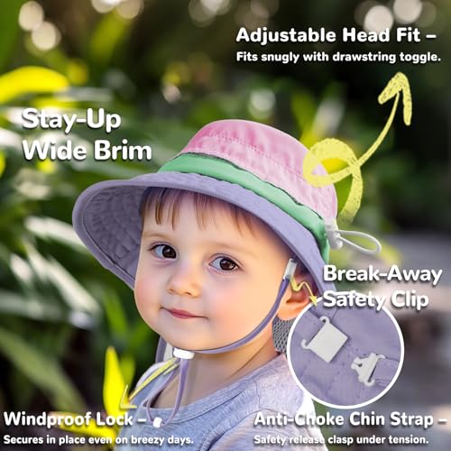 Image of HECCEI Baby Sun Hat with Neck Flap, Windproof, Sunscreen, Warm, UPF 50+ DryShade SkyCandy Outdoor Beach Hat for 0-24 Months