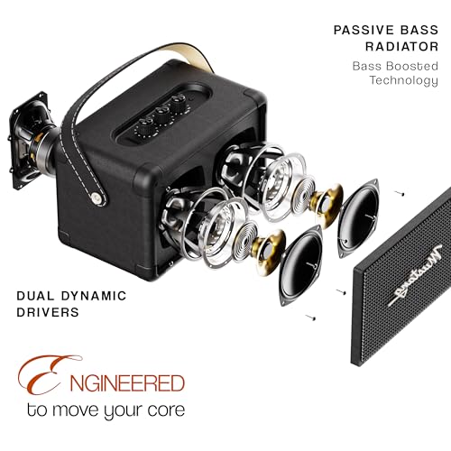 Image of GOBOULT Mustang GT 40, Dual Drivers, Bass Radiator, 6Hrs Battery, Metallic Grill, BTv 6, 40 W Bluetooth Speaker (Apex Black, Stereo Channel)