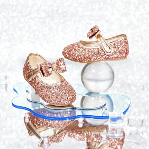 Image of PHIRAMIN Toddler Flower Girl Dress Shoes - Little Girl Mary Janes Flats Wedding