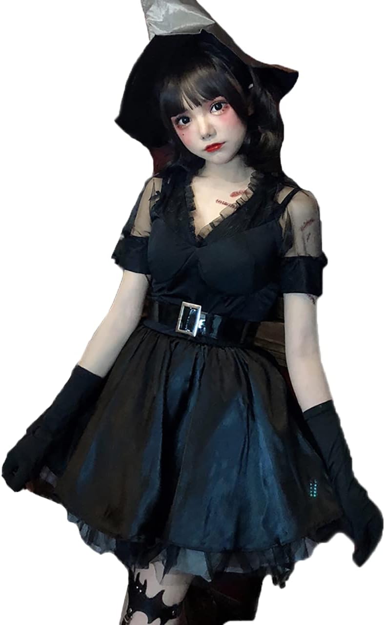 Milky Time 魔女 コスプレ ハロウィン ウィッチ ミニワンピース 衣装 仮装 期間限定 黒 大人 4点セット Milky Time 魔女 コスプレ ハロウィン ウィッチ ミニワンピース 衣装 仮装 期間限定 黒 大人 4点セット