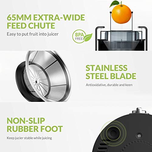 Extracteur de Jus 400W, Centrifugeuse à 2 Vitesses avec Large Bouche 500ml, Machine à Jus de Fruits et Légumes en Acier Inox – Image 4