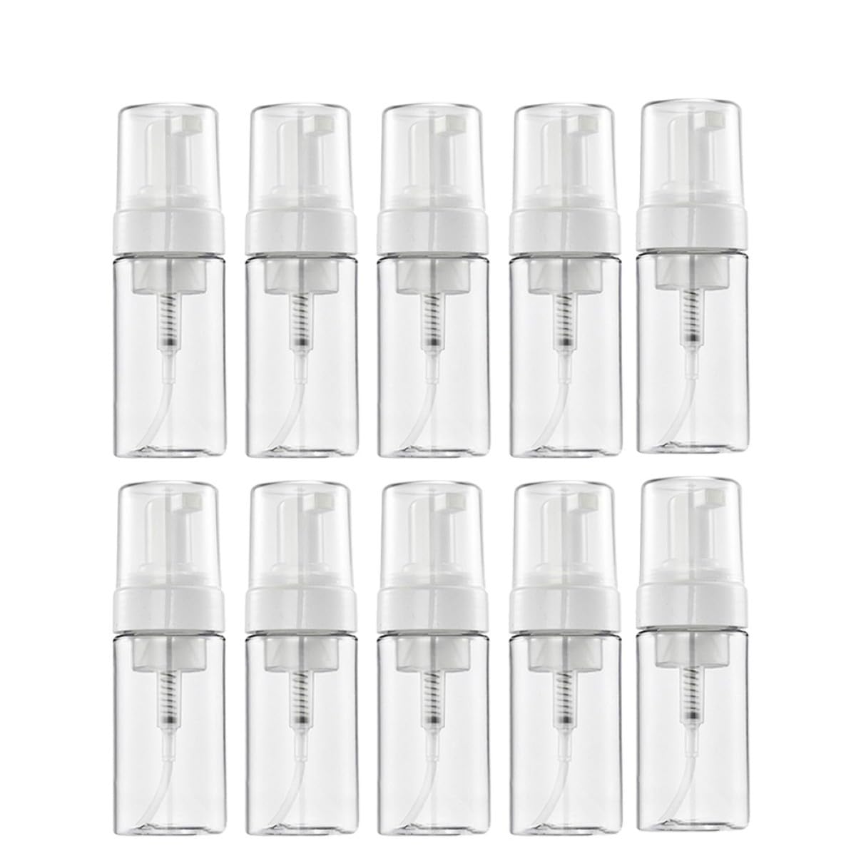 TEHAUX Botellas Espumosas Transparentes 100 Ml 10 Piezas para Subenvase de Maquillaje, Botellas Rellenables Portátiles sin Fugas para Viaje y Uso Diario