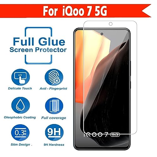Image of Tempered Glass Screen Protector Compatible for iQoo Neo 6 SE 5G /Neo 6 5G /9 SE 5G /iQoo 7 5G /7 Legend 5G with Full Screen Coverage; Except Edges and Easy Installation Kit(Transparent), Pack of 1