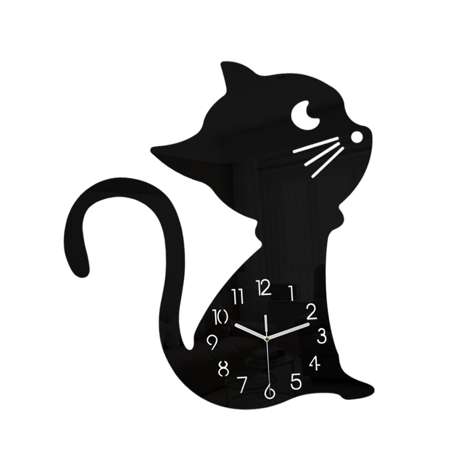 PIXZCSA for Creative Animal Decorative Clock Stylish Wall Ornament For Dining Room Cute Cartoon Cat Shaped Wall Hanging Clock Sturdy