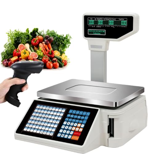 Báscula digital comercial con impresora térmica para etiquetas
