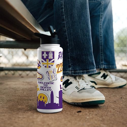 Image of Logo Brands NCAA Native 34 oz Quencher Water Bottle - | Local Icons Design | Double-Wall Insulated| Leak-Proof Lid & Built-In Straw