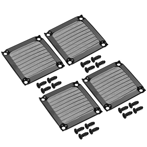 PATIKIL 60mm Fan Filter Grills with Screws, 4 Pack Aluminum Frame Stainless Steel Mesh Dustproof Cover for Computer Case Black