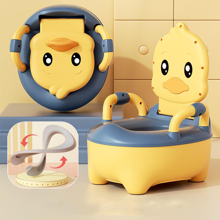 Baby Potty Training with Handles,Portable Toddler Potty Chair with Soft Seat,Removable Potty Pot,High Back Support,Travelling Toddler Toilet Seat For 6 Months To 5 Years Old Boys,Girls (Yellow)
