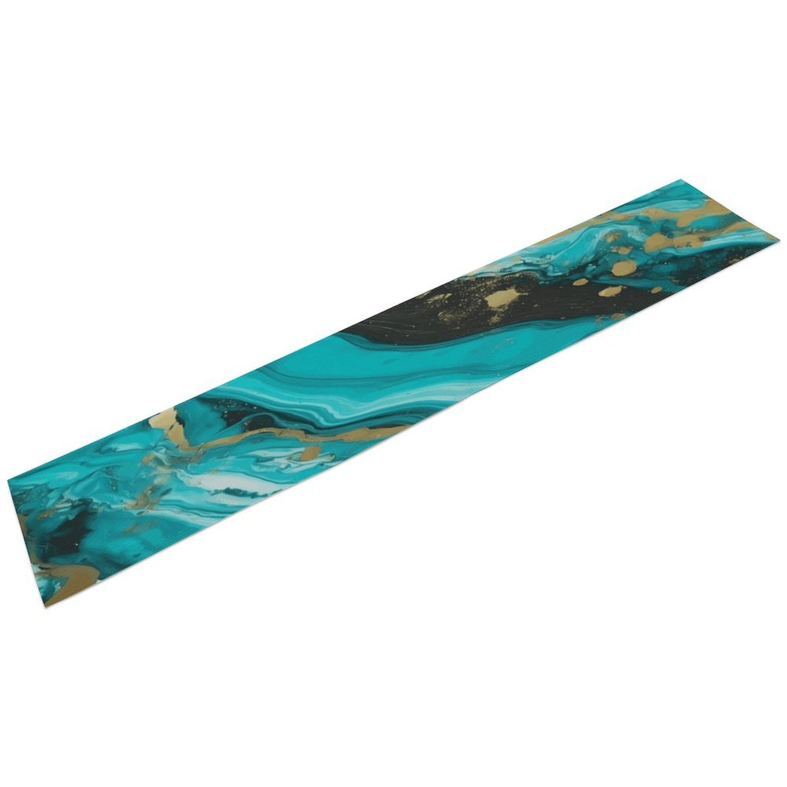 Turquoise Blue Gold Marble Table Runner 13" X 72" Exquisite Linen Table Runner Wrinkle Resistant Farmhouse Rustic Table Runners Seasonal Table Decoration for Kitchen Dining Home Party