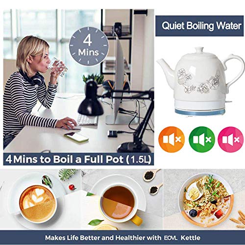 Hervidor eléctrico cerámico inalámbrico 1.5L clásico blanco miniatura 4