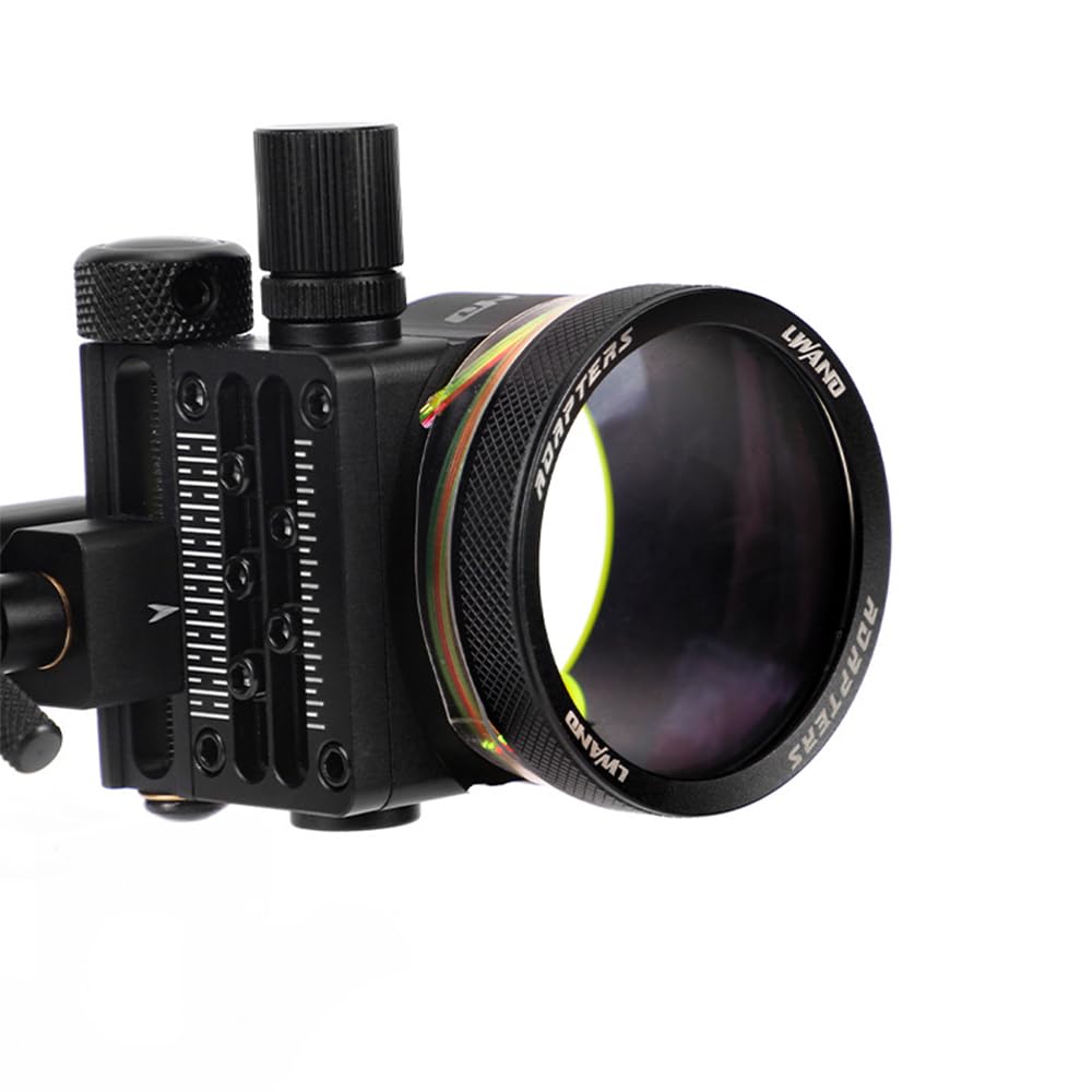 Kissybride 5 Pin Bow Sight, 019 Fiber Optics Archery Sight with 8X Magnification Sight Lens, Windage & Elevation Micro Adjustment (2X Lens)