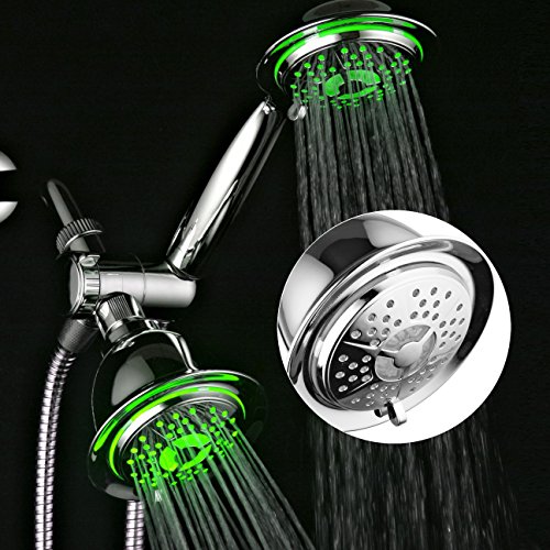 Regadera PowerSpa cromo con LED y manguera de 5 ft miniatura 2