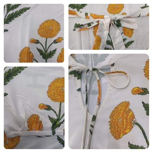 Image of Leriya Fashion White Kurti Set for Women | V-Neck Straight Kurta Sets for Woman | Summer Co ord Set For Women Stylish | Ethnic Kurtis for Office Outfit | Floral Printed Kurtis 3 /4 Sleeve