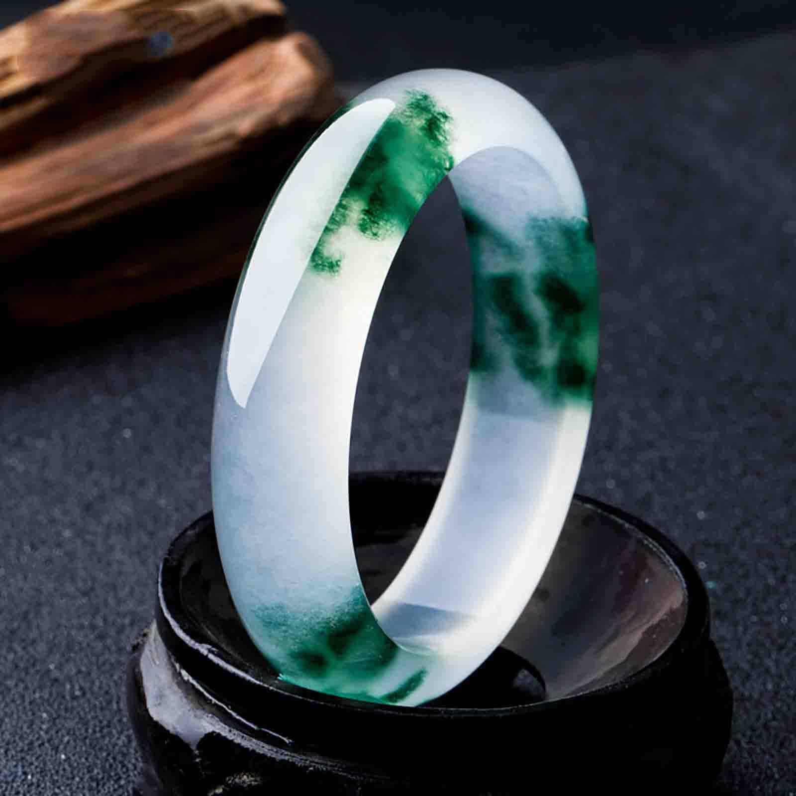 Jadeitowa bransoletka z motywem kwiatowym, biżuteria Feng Shui, pudełko prezentowe w zestawie, idealna na Dzień Matki i specjalne okazje