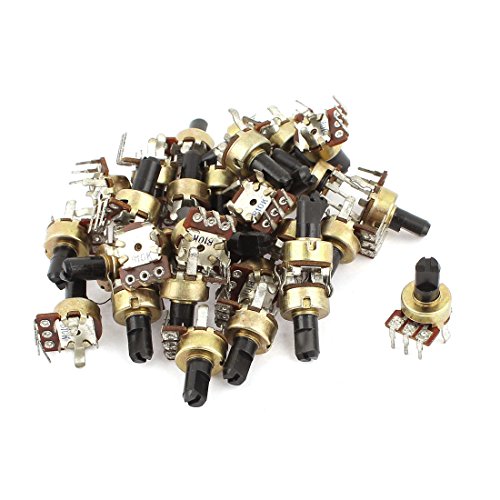 Aexit 30 Pcs B10K 10K Ohm Right Angle 3 Terminals Single Linear Rotary Taper Potentiometers (cc8dcc76c0803f8522d1a7b358bd6089)