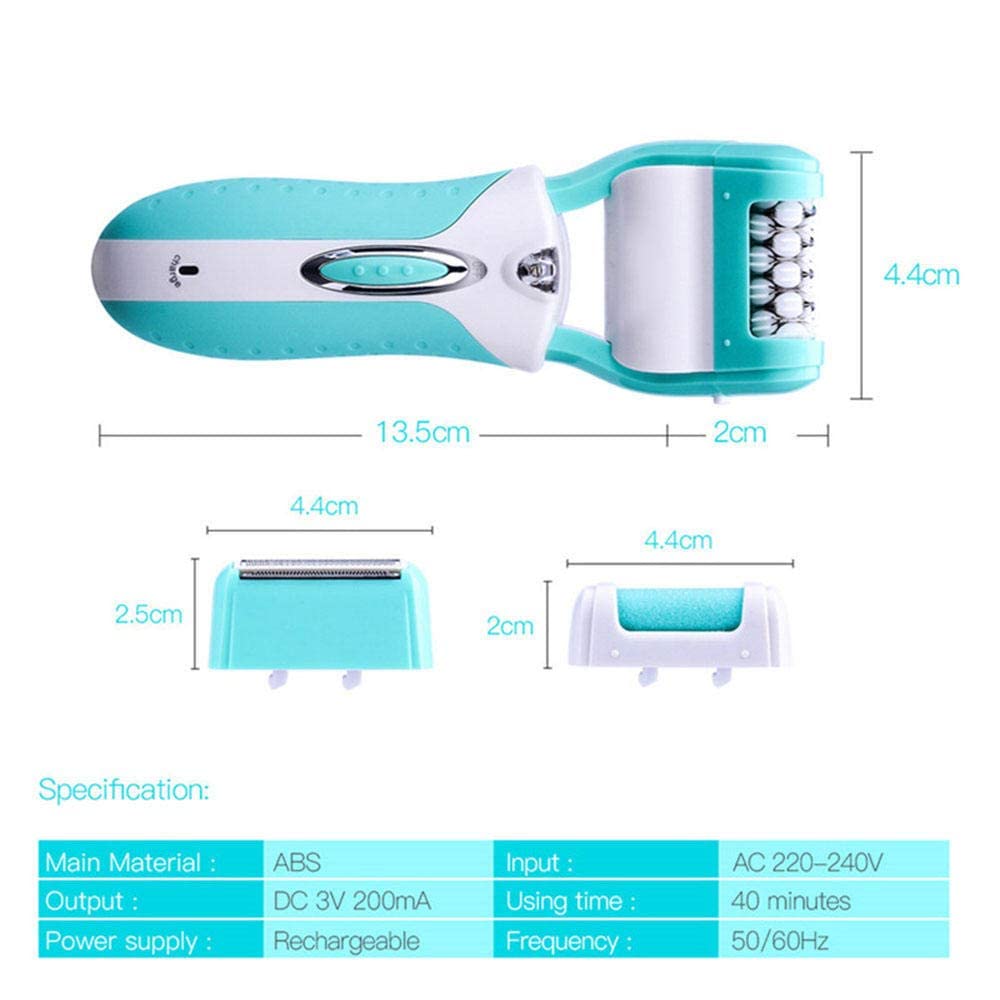 Lima para pies Eléctrica Removedor de Callos eléctrico, 3 en 1 Recargable con luz LED Depiladora de pedicura eléctrica Depilación Pedicura Herramientas para el Cuidado de los pies-Rosa (Azu