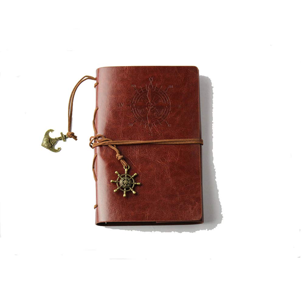 YiKaSin Leather Journal Notebook Tasks Handmade Traveller's Notepad Diary Mini Brownness Handmade Leather Wrap Journal Good Gift for Men Women Students 150 Blank Pages (Brown)