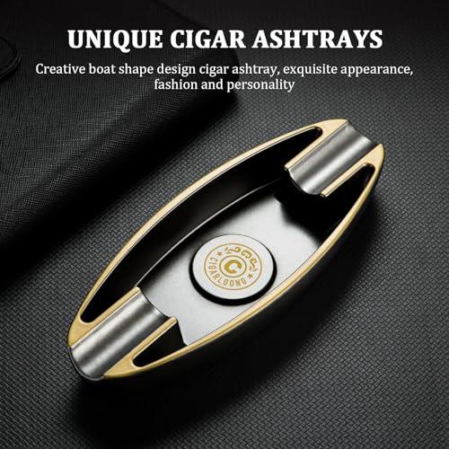 Image of Cigar Ashtray with 2 Cigar Holder Portable Travel Ashtray Unique for Outdoors Indoors (Red)