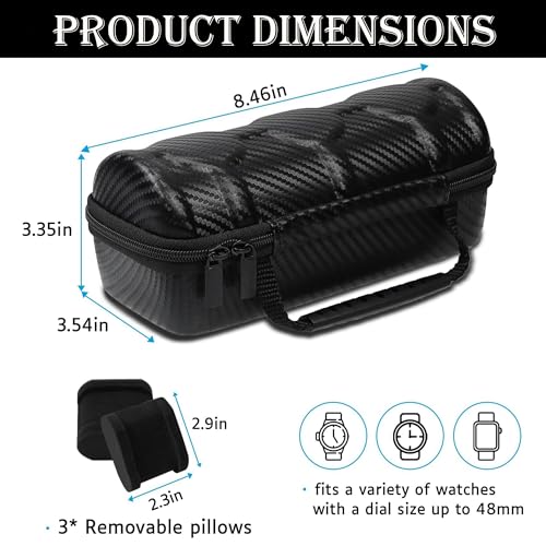 Image of VIVUE 3 Slots Watch organizer Box For Men Women, Watch Storage Holder Case With Soft Removable Pillow, Strong Fabric and Smooth Zipper Case For Travel & Home Organization (3Slot Round Zipper)