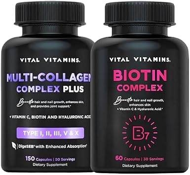 Vital Vitamins Multi Collagen Plus Pills + Biotin Complex Pills