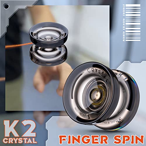 MAGICYOYO Dual Purpose Yoyo for Kids Beginner Responsive Yoyo K2 Crystal Black - Image 4
