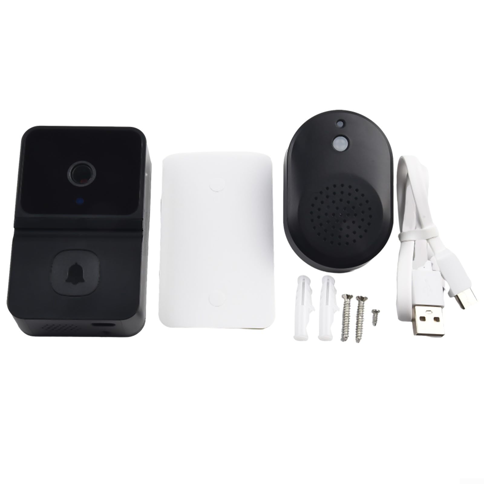 Entgoinggo Timbre de video inteligente, con cable, para interiores, Ding-dong, CC 5 V/1 A, sistema de timbre de video inteligente para apartamento, oficina en casa (negro)