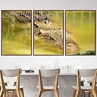 3 Piece Framed Canvas Wall Art Alligators Dramatic Canvas Prints Home Artwork Decoration for Living Room,Bedroom - 16