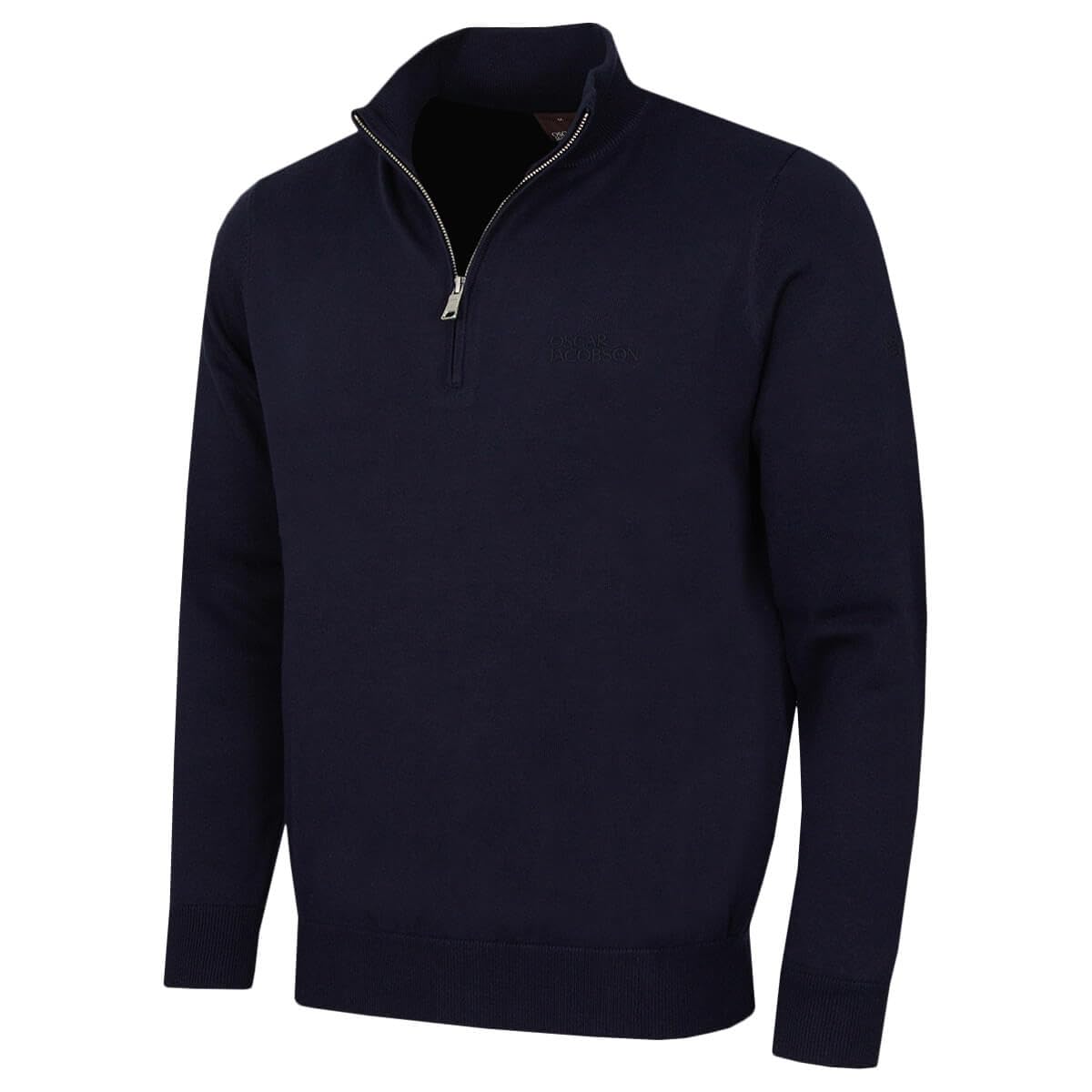 Oscar Jacobson Men's Navy Wetherby Quarter Zip Sweater - Xxl