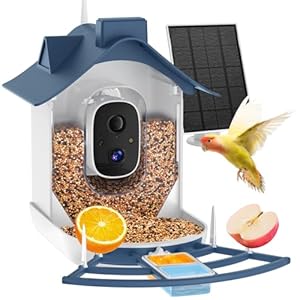 Bird Feeder with Camera, 4K HD AI Identify Bird’s Species Camera, Outdoor Adjustable Solar Smart Birds Feeder, Auto Capture Birds Videos & Notify, Ideal Present for Bird Lover