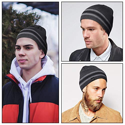 Image of Mens Winter Warm Knitting Hats Plain Skull Beanie Cuff Toboggan Knit Cap