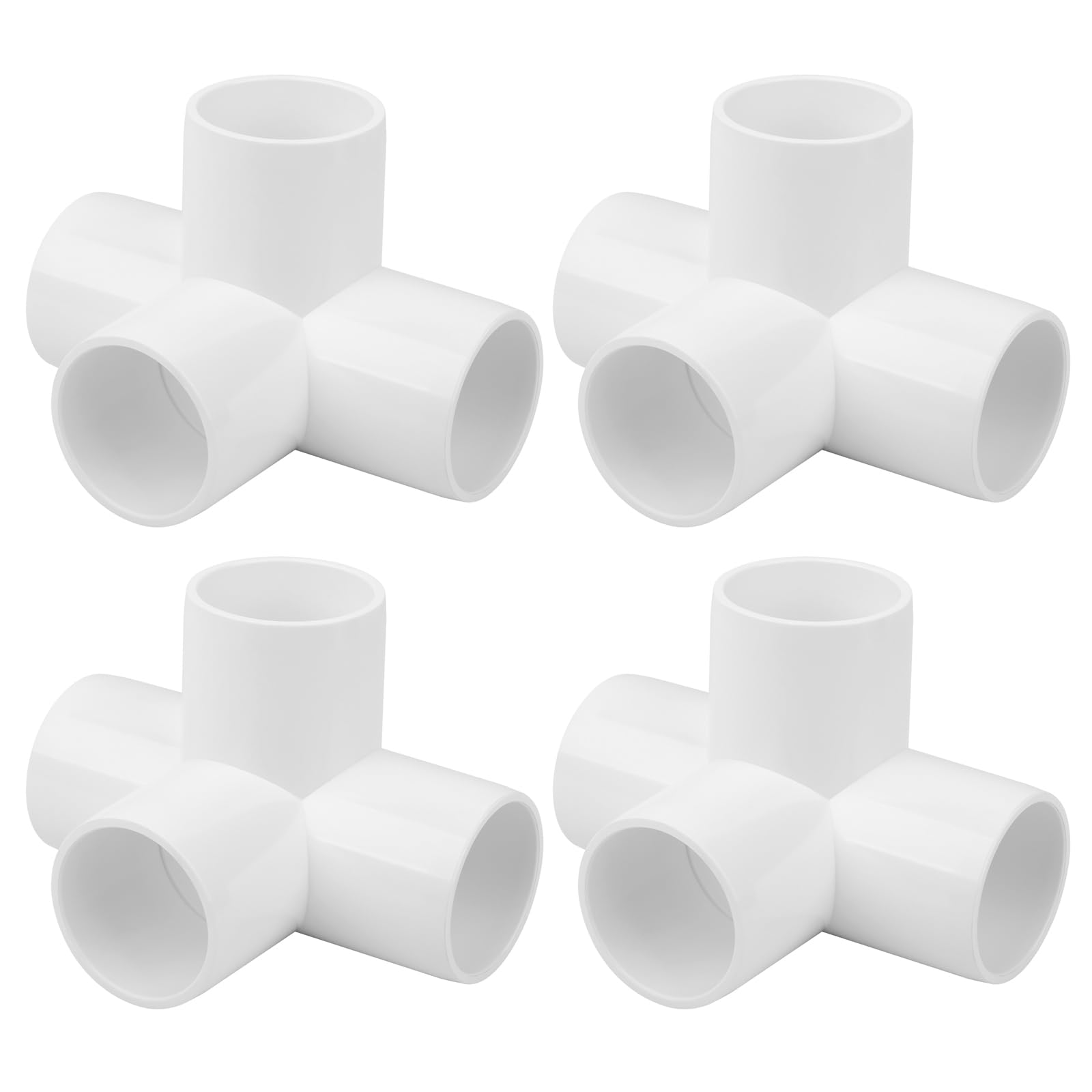 Lswteiz 4Pack 1-1/2IN 4-Way PVC Pipe Fittings SCH40 Furniture Grade 1.50”PVC Elbow Corner Side Outlet Tee Fitting for Building Furniture Greenhouse