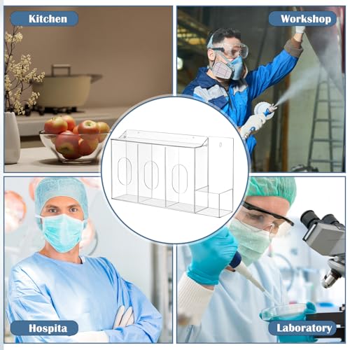 Image of CroBlissful 4 Compartment Hygiene Dispenser Station Wall Floating Glove Holder with Wall Mount Tissue Box Holder Use in Office Hospital for Face Masks, Gloves, Hand Sanitizer Medical Supplies