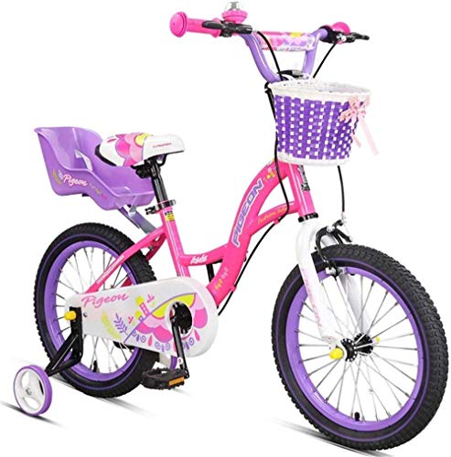 XXCZB Kinderfahrrad mit abnehmbaren Stützrädern Fahrradrahmen aus kohlenstoffhaltigem Stahl-Rosa_14 Zoll – Bild 3