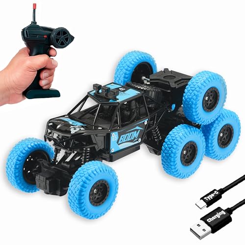 Image of Gooyo GY-97 Hi-Speed Rechargeable Remote Control Rock Crawler Car Toy | 8 Tyres Monster Truck Rock Crawler | 50 Climbing RC Car 4x4 Off-Road Car Toy | Blue | in-Built Battery | Gift Box Pack