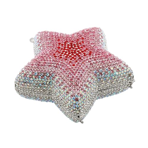 Image of Women Rhinestone Star Shape Clutch Purse Unique Crystal Evening Bag Luxury Chain Handbag for Wedding Cocktail Party | Rhinestone