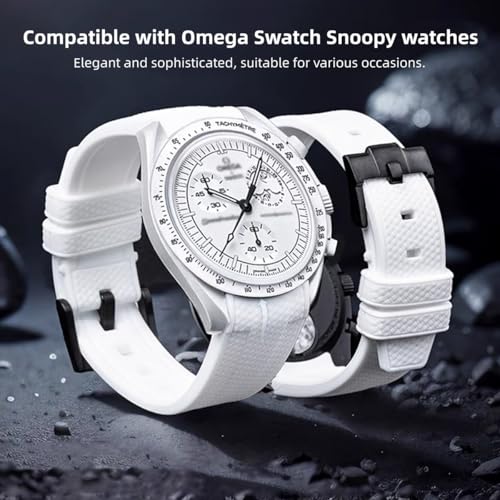 سوار ساعة مونسواتش مطاطي لساعة اوميجا اكس سواتش مون سواتش 20 ملم رولكس سيكو للرجال من السيليكون مع سوار بديل من الستانلس ستيل، سوار اصلي اوميجا × سواتش مون سواتش سبيدماستر