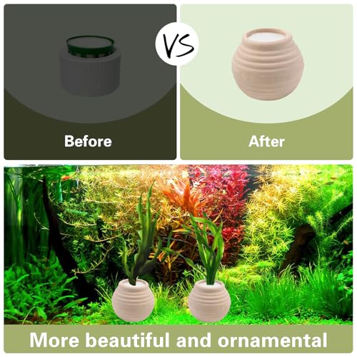 Image of 4 PCS Aquatic Plants Fixed Ring Set, Anti-Floating Ceramic for Fixing Water Plants Fish Tank Landscaping Ornaments Aquarium Decoration (White)