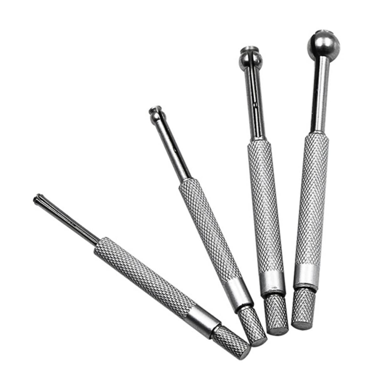 POPETPOP Jeu de 4 Jauges D'alésage Télescopiques en Métal Argenté, Forme Sphérique, pour Trous de 3 à 14 Mm, Extra Longues pour Mesures Profondes Micromètre Extérieur