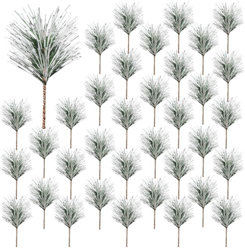 Artificial Green Pine Needles Branches, 50 PCS Small Pine Twigs S...