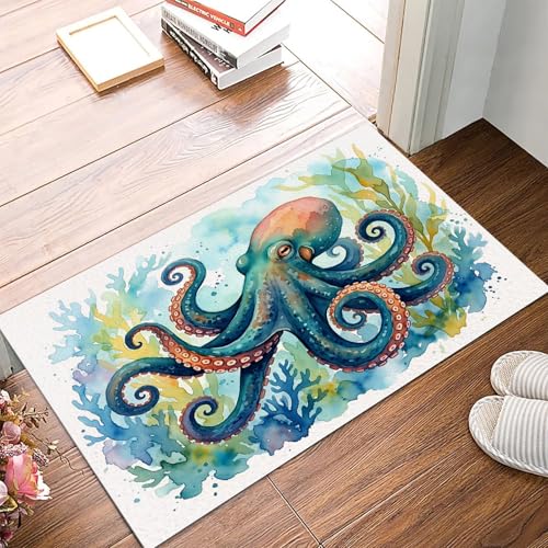 Tapis cuisine devant evier antidérapant lavable cyan 80x120