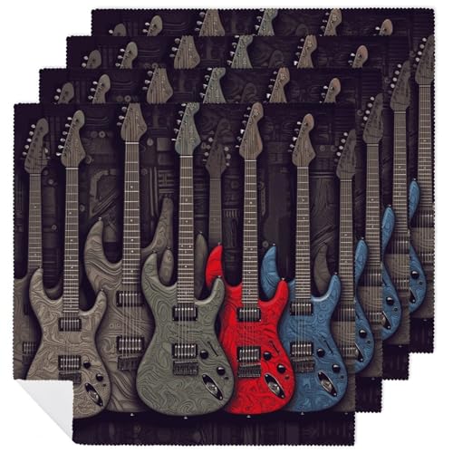 Servilletas de Tela con Diseño de Guitarra Florales 6 Piezas miniatura 1