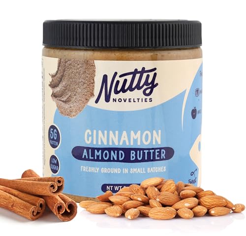 Nutty Novelties Cinnamon Almond Butter - High Protein, Sweet Almond Butter - All-Natural, Light Almond Butter Free of Cholesterol & Preservatives - Pure Almond Butter - 8 Ounces