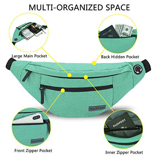 Image of MAXTOP Large Crossbody Fanny Pack Belt Bag with 4-Zipper Pockets Gifts for Enjoy Sports Festival Workout Traveling Running Casual Hands-Free Wallets Waist Pack Phone Bag Carrying All Phones